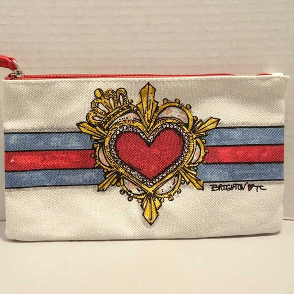 Brighton In Love We Trust Pouch Hearts Tom Clancy Canvas Makeup Toiletry Travel - Picture 1 of 4
